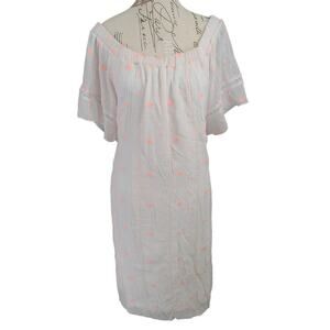 J. Gee ladies sundress embroidered design white&pink Size 2x Beachy resort wear